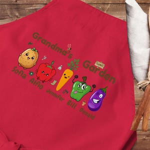 Personalized Grandma&#39;s Garden Apron: Organic Cotton Nana Gift