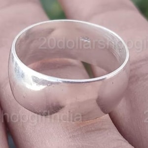 Handmade 925 Sterling Silver Wide Band Ring: Minimalist Unisex Jewelry