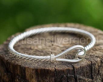 Pulsera de cuerda trenzada de plata de ley 925: cierre de gancho artesanal.