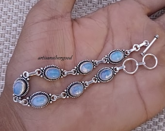 シルバー オパールブレスレット 希少]ハイアライトオパール ブレスレット 10-11mm #PF504