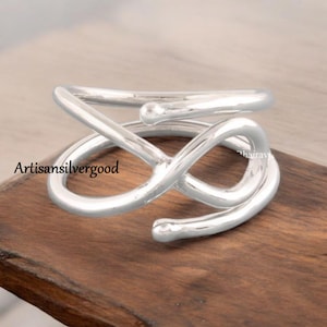 Handmade Abstract Silver Ring | Adjustable Statement Ring for Women | Boho Modern Jewelry | Bold Artistic Gift for Her
