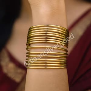 Handmade Solid Brass Bangle Setof 7 - Stacking Bangles for Women