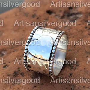 Handcrafted 925 Sterling Silver Heart Spinner Ring: Fidget Jewelry.