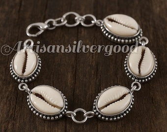 Bracciale Con Conchiglia Kauri In Argento E Oro Rosa - Fatto A Mano, Regolabile, Con Confezione Regalo - Gioiello Donna - 2