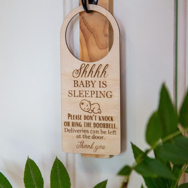 Shhh Baby Sleeping- Door Hanger, Do Not Disturb sign, Baby Sleep, delivery sign, baby sign, door sign, laser engraved, baby shower, mum gift