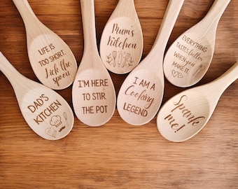 Engraved Wood Spoon - Custom Personalized Kitchen Decor Gift