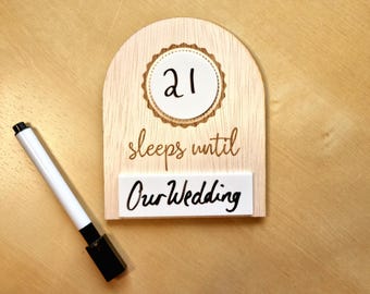 Sleeps Until Countdown Magnet, Dry Erase Whiteboard, Holiday Wedding Events