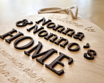 Personalized Family Home Sign, Engraved Wooden Plaque