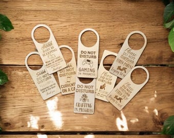 Laser Engraved Wood Door Hanger, Do Not Disturb Sign, Customizable