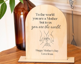 Personalized Engraved Wood Arch Sign with Stand