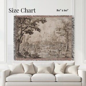Vintage Neutral French Woven Tapestry - Modern Farmhouse Cottage Wall Hanging Blanket Home Decor Gift 80" × 60"