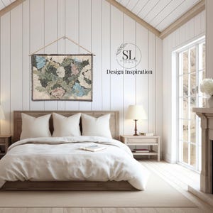 Vintage Floral Woven Tapestry: Large Modern Farmhouse Wall Hanging