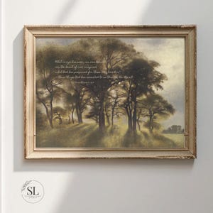 Vintage Christian Landscape Print: Moody Tree, Scripture Art