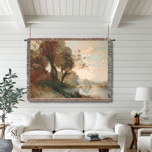 French Wall Tapestry Vintage Wall hanging Woodland Wall Tapestry French Country Decor Large Wall Hanging Botanical Landscape European Decor