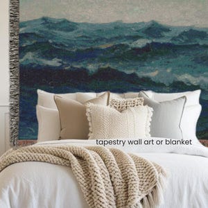 Vintage Seascape Wall Hanging Nautical Large Wall Tapestry Antique Beach House Decor Gift for Her Housewarming Gift Boho Bedroom Wall Art