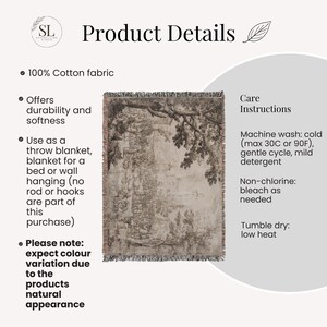 Vintage Neutral French Woven Tapestry - Modern Farmhouse Cottage Wall Hanging Blanket Home Decor Gift image 12