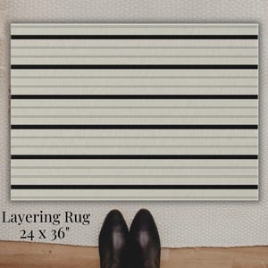 Black Striped Outdoor Rug: Modern Farmhouse Layering Mat