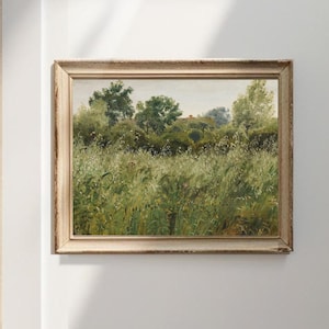 Impressão de paisagem de flores silvestres vintage: arte de parede moderna de fazenda
