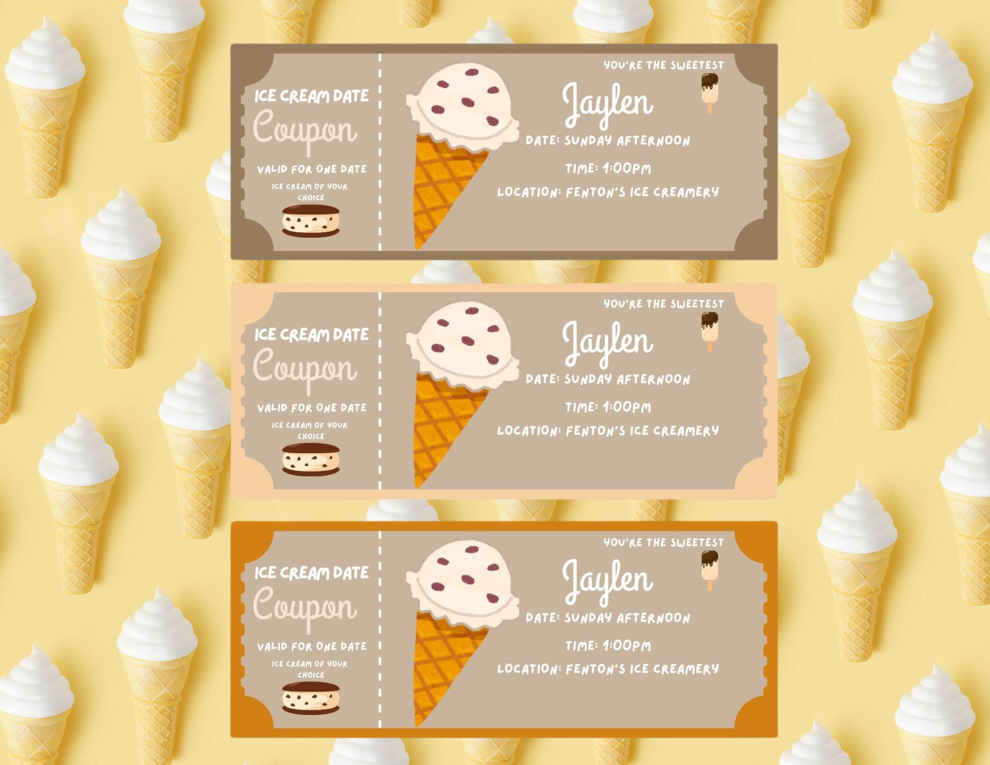 Ice Cream Date Coupon Template Canva Editable Etsy Ice Cream Date Coupon Template Canva Editable Etsy