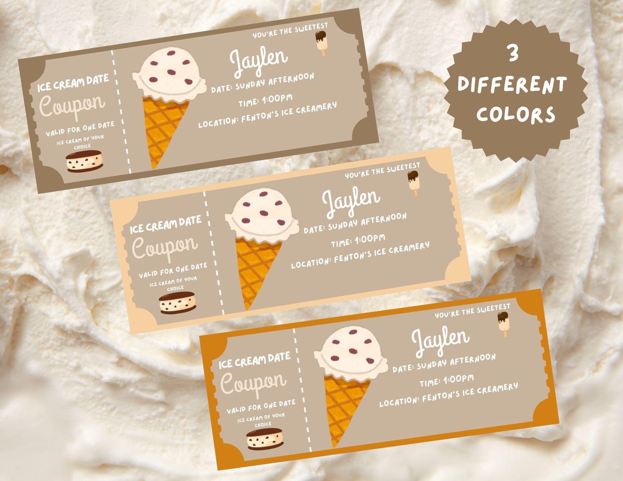 Ice Cream Date Coupon Template Canva Editable Etsy Ice Cream Date Coupon Template Canva Editable Etsy