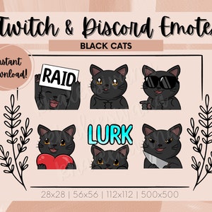 Cute Black Cat Digital Emotes for Twitch and Discord