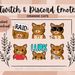 Cute Orange Cat Digital Emotes for Twitch and Discord