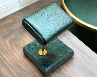Soporte para reloj, soporte para reloj de mármol, caja para reloj, cuero italiano, soporte para reloj de mármol, soporte para reloj para hombre, soporte verde palmera, regalo para el día del padre
