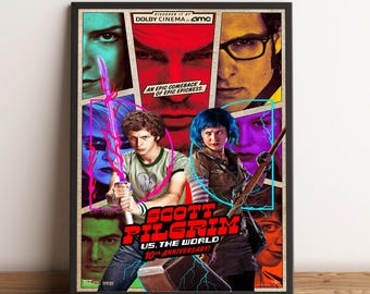 Póster de Scott Pilgrim contra el mundo, impresión de película, arte de pared, decoración del hogar, regalo para fanáticos del cine