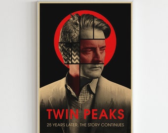 Twin Peaks Retro Poster, David Lynch Wall Art, Tv Series Vintage Print, Gift for Tv Show Lovers