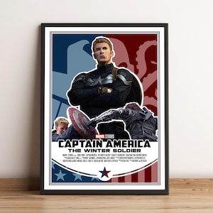 Captain America Poster, Movie Print, Wall Art, Home Decor, Gift for Film Fans