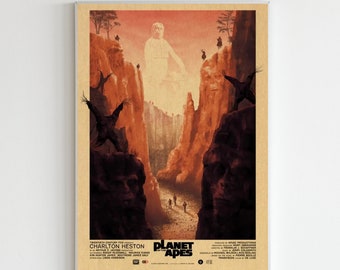 Planet of the Apes Retro Poster, Apes Wall Art, Sci-Fi Film Vintage Print, Gift for Movie Lovers