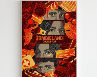 Zombieland Retro Poster, Columbus Wall Art, Horror Film Vintage Print, Gift for Movie Lovers