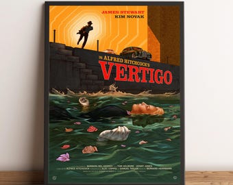 Vertigo Poster, Movie Print, Wall Art, Home Decor, Gift for Film Fans