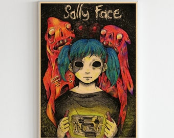 Sally Face Retro Poster, Sal Fisher Wall Art, Game Vintage Print, Gift for Game Lovers