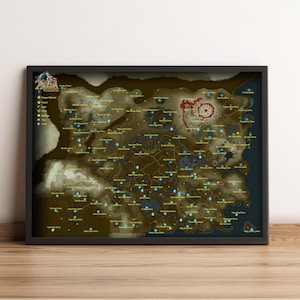 The Legend of Zelda Karte Poster, Spiel Druck, Wand Kunst, Home Decor, Geschenk für Gamer