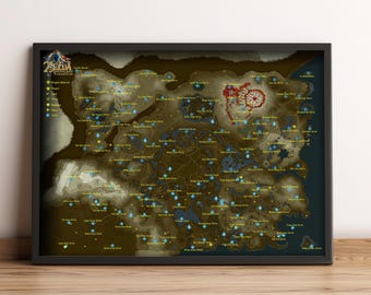 The Legend of Zelda Map Poster, Game Print, Wall Art, Home Decor, Gift for Gamers
