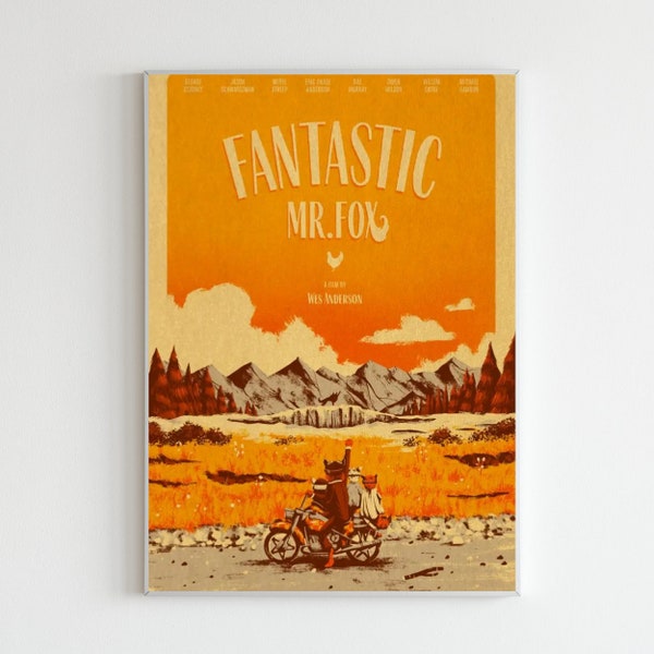 Fantastische Mr.Fox Retro Poster, Mr.Fox Wandkunst, Abenteuer Film Vintage Print, Geschenk für Filmliebhaber