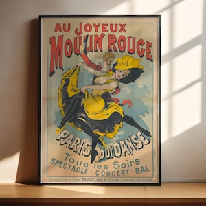 Au Joyeux Moulin Rouge Paris Qui Danse vintage french art poster print