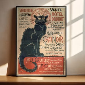Vintage Le Chat Noir France Advert Premium Matte Vertical Poster