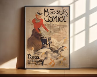 Motocycles Comiot vintage french art poster print