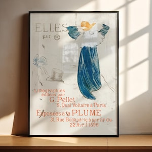 Frontispiece from Elles Henry de Toulouse-Lautrec vintage french art nouveau poster print