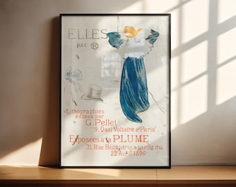 Frontispicio de Elles Henry de Toulouse-Lautrec vintage cartel art nouveau francés impreso