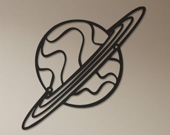 Planet Wall Art, Metal Space Wall Decor, Saturn Wall Sculpture, Modern Line Art, Galaxy Wall Sign, Space Room Decor, Gift for Space Lovers