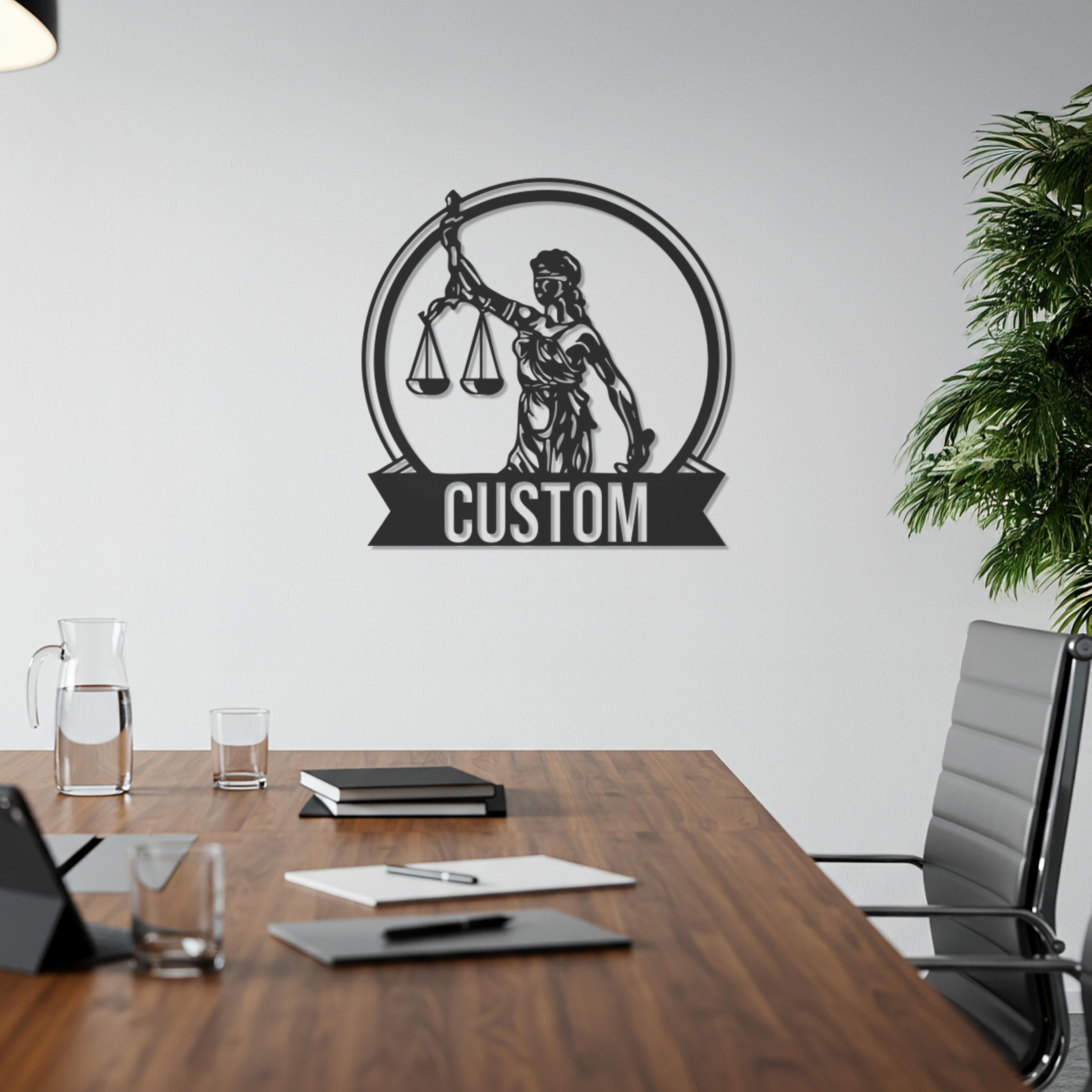 Custom Justice Scale Metal Wall Art – Personalized Name Law Office ...