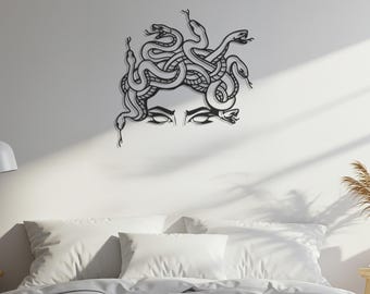 Medusa Metal Wall Art, Greek Mythology Wall Decor, Gothic Wall Sculpture, Snake Head Metal Decor, Bold Wall Art, Gift for Art Lovers