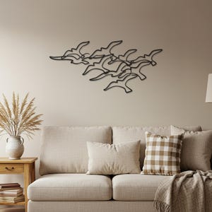 Flying Birds Metal Wall Art – Minimalist Abstract Nature Decor, Modern Silhouette Sign for Living Room, Cozy Bedroom or Entryway Accent