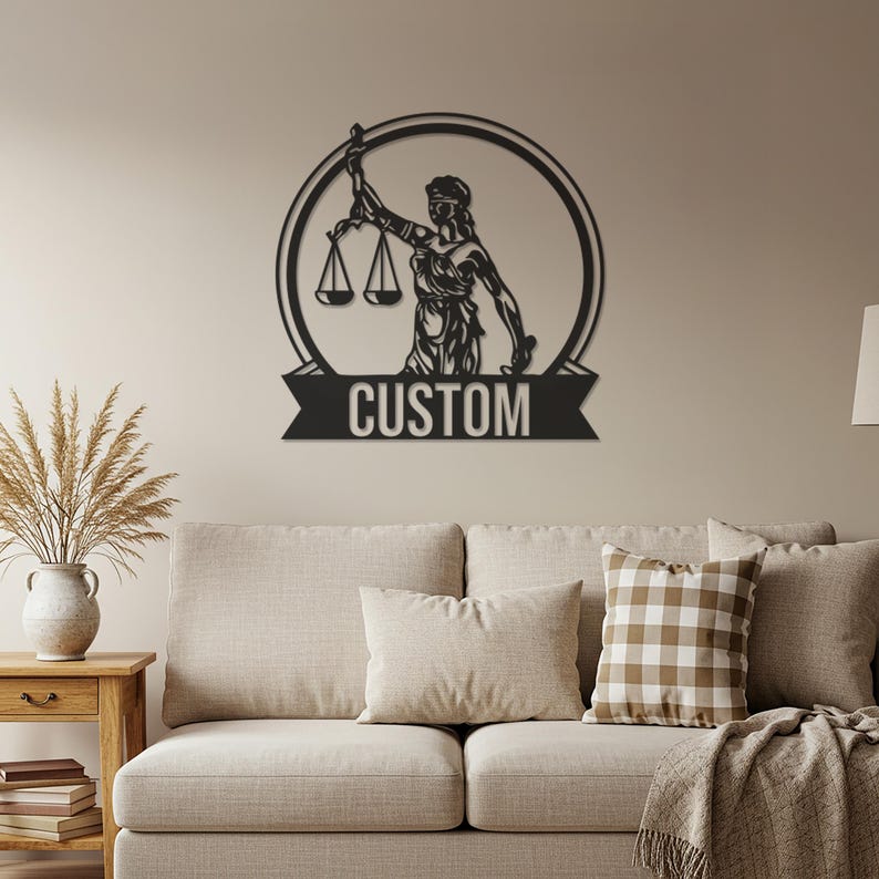Custom Justice Scale Metal Wall Art – Personalized Name Law Office ...