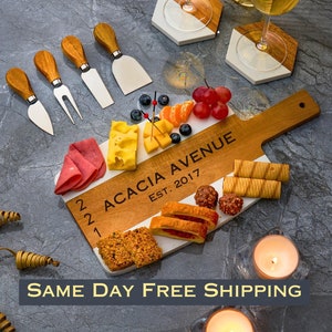 Address Cutting Board | Charcuterie Board | Housewarming Gift | Cheese Board First Home Gift | Real Estate Closing Gift Idea | New Home Gift