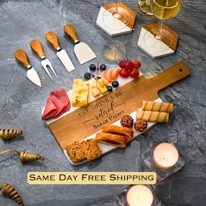 Charcuterie Board Personalized Eat Drink & Be Married Design Anniversary Gift for Couple Housewarming Gift Engagement Gifts Wedding Gift
