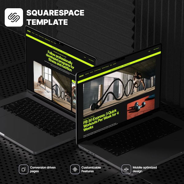 Designer Squarespace Couch Template, Website Template, UX/UI Template, Creative Fitness Template, Gym Template Website, Fitness Design